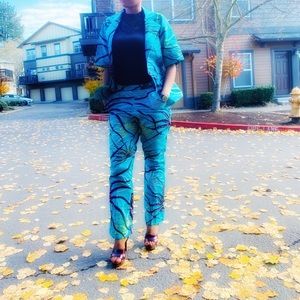 Long pant and short sleeve Jack(Ankara fabric)